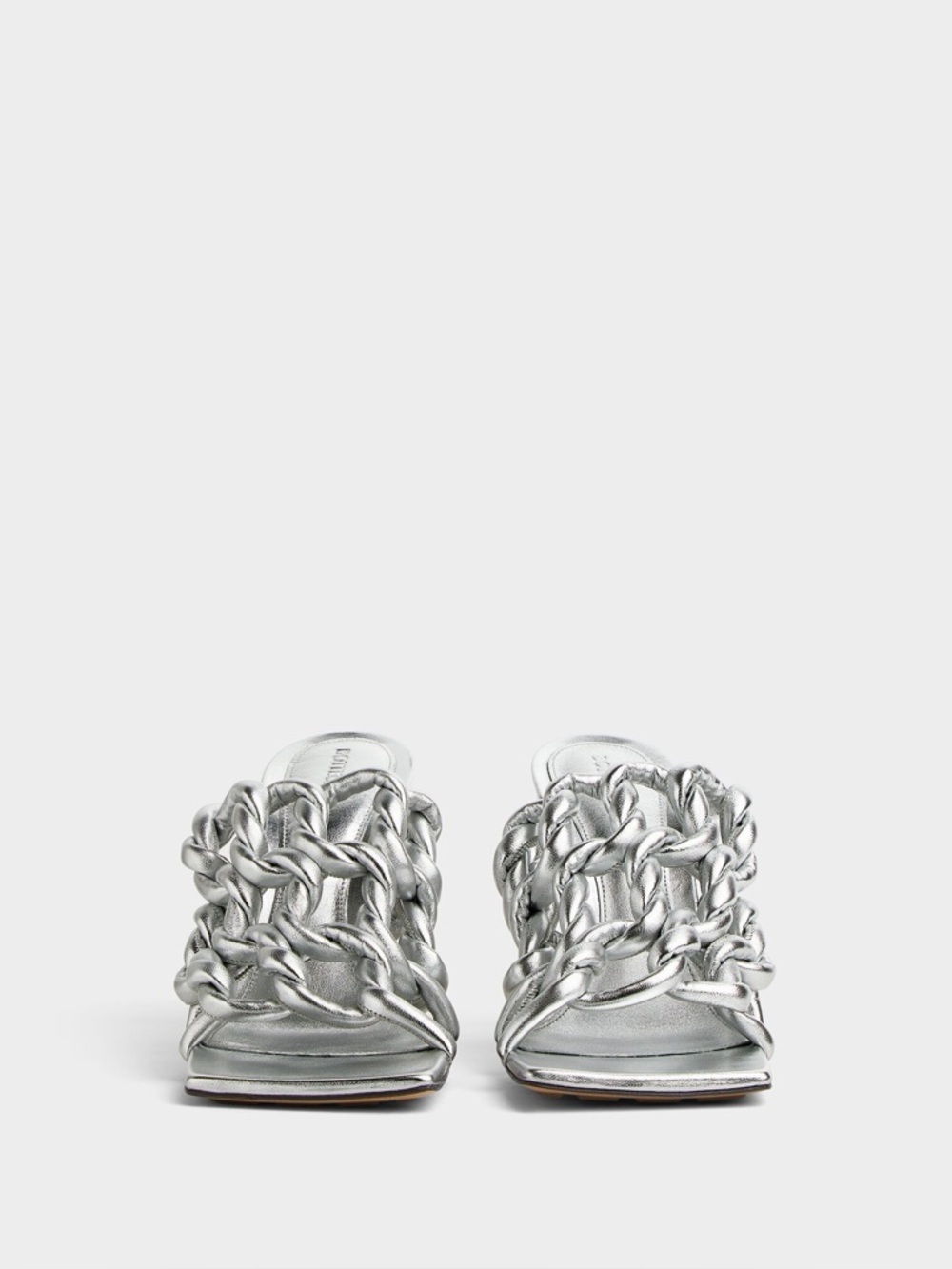 Bottega Veneta Silver Twist Mule Sandals EU39 / US 8–9 NIB $1650